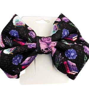 New Girls 5" Black and Purple Spooky Bow